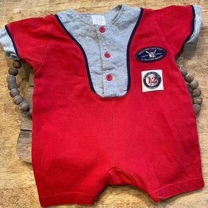 Vintage Baby Gap S (3-6months) Red/Navy/Gray 100% Cotton Baseball Graphic Onesie